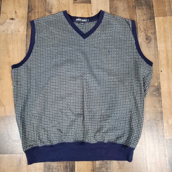 Polo by Ralph Lauren Other - Polo Golf Ralph Lauren Houndstooth Vest Pullover Sweater V Neck Mens XL Vintage